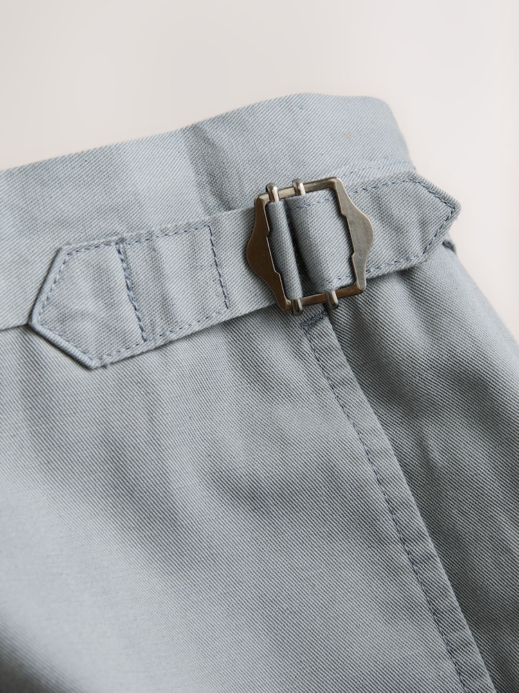 Blue Smart Cotton Blend Side Adjuster Trousers with Linen and Lyocell - Image 12 of 12 Blue Smart Cotton Blend Side Adjuster Trousers with Linen and Lyocell - Image 12 of 12