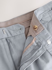 Light Blue Smart Cotton Blend Side Adjuster Shorts With Linen and Lyocell - Image 3 of 4