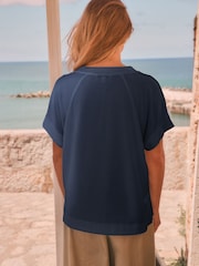 Navy V-Neck Premium Modal Short Sleeve Top - Image 3 of 7
