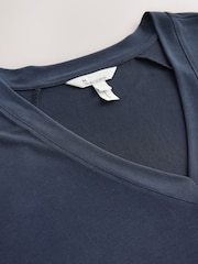 Navy V-Neck Premium Modal Short Sleeve Top - Image 7 of 7