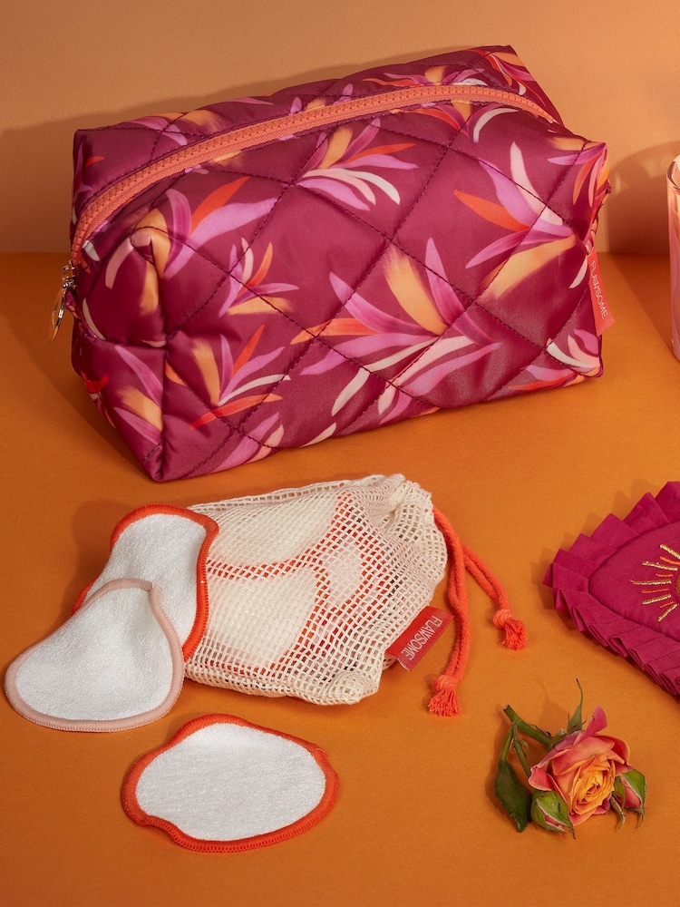 Portico Designs Orange Flawsome Large Quilted Toiletries Bag - Image 5 of 5