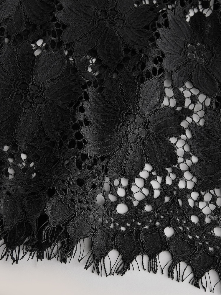 Black Lace Column Skirt - Image 8 of 8
