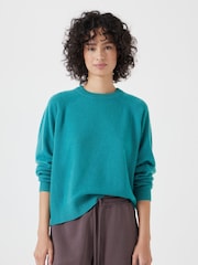 Hush Green Jasmine Cashmere Rib Detail Jumper - Image 1 of 4