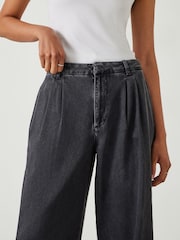 Hush Black Lya Pleated Wide Leg 100% Cotton Jeans - Image 3 of 7