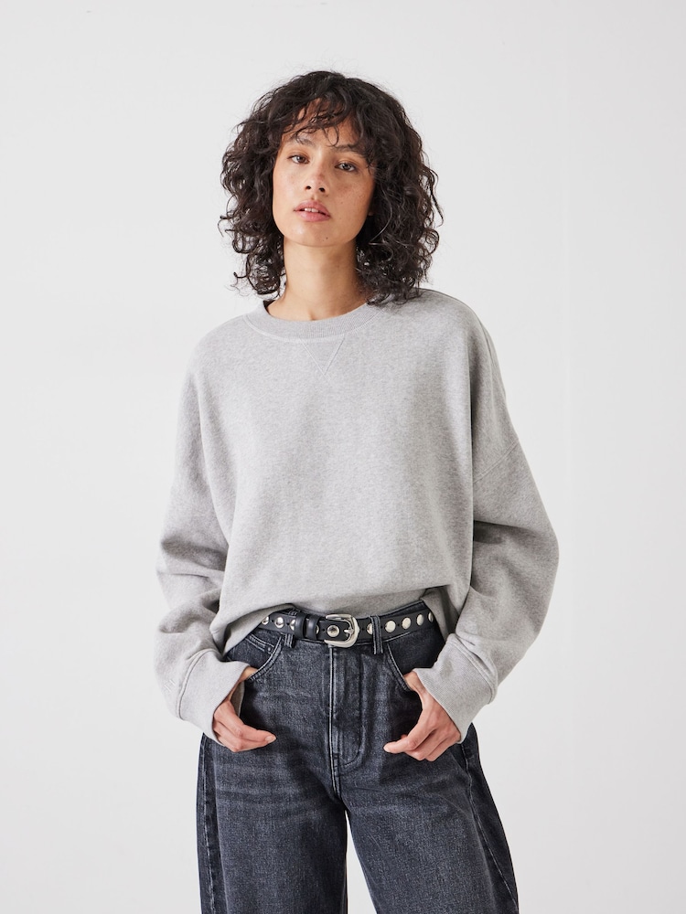 Hush Grey Oversized 100% Cotton Micaela Cropped Sweatshirt - Image 1 of 4