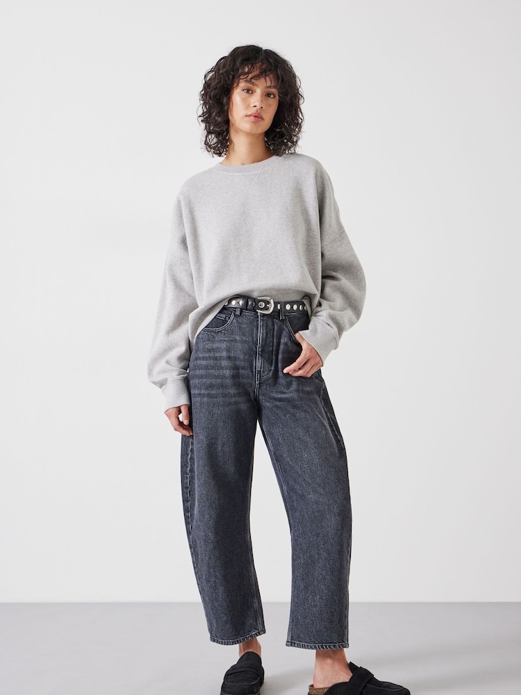 Hush Grey Oversized 100% Cotton Micaela Cropped Sweatshirt - Image 2 of 4