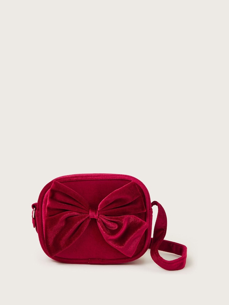 Monsoon Red Velvet Bow Bag - Image 1 of 3
