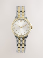 Gold/Silver Mixed Metal Sparkle Boyfriend Watch - Image 1 of 3