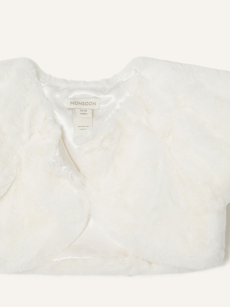 Monsoon Natural Baby Faux Fur Shrug - Image 3 of 3 Monsoon Natural Baby Faux Fur Shrug - Image 3 of 3
