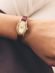 Burgundy Red Croc Effect Oval Dial Watch - Image 2 of 5