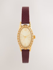 Burgundy Red Croc Effect Oval Dial Watch - Image 3 of 5