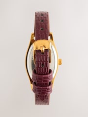 Burgundy Red Croc Effect Oval Dial Watch - Image 4 of 5