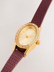 Burgundy Red Croc Effect Oval Dial Watch - Image 5 of 5