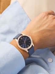 Navy Sparkle Dial PU Strap Watch - Image 1 of 4