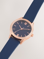Navy Sparkle Dial PU Strap Watch - Image 4 of 4