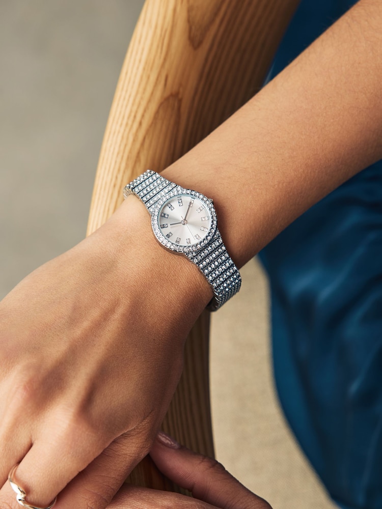 Silver Tone Sparkle Bracelet Watch - Image 1 of 4