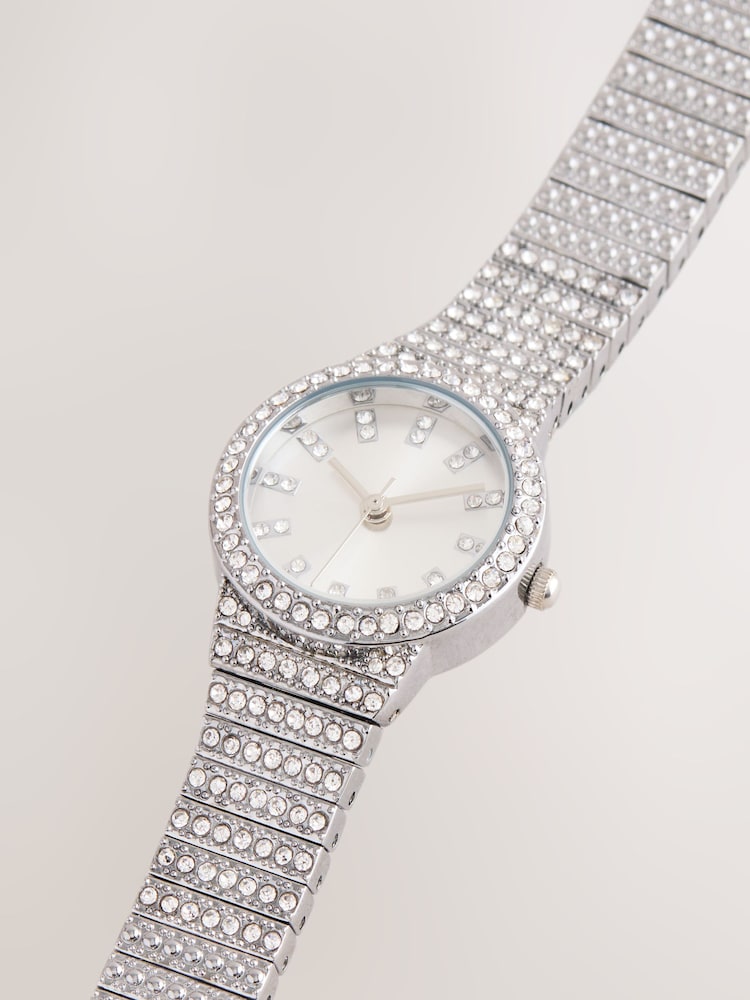 Silver Tone Sparkle Bracelet Watch - Image 4 of 4