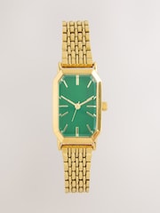 Gold Tone Octogan Shaped Green Dial Watch - Image 3 of 5