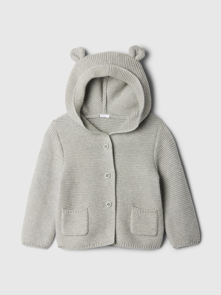 siva - Gap Brannan Bear Soft Cotton Knit Cardigan (Newborn-24mths) - Slika 1 iz 2