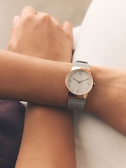 Silver Tone/Rose Gold Tone Mesh Strap Watch - Image 3 of 6