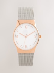 Silver Tone/Rose Gold Tone Mesh Strap Watch - Image 4 of 6