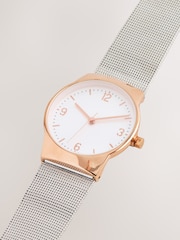 Silver Tone/Rose Gold Tone Mesh Strap Watch - Image 6 of 6