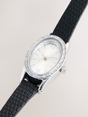 Black Croc Effect Oval Dial Watch - Image 5 of 5