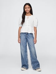 Gap White Puff-Sleeve Peplum Bow Top (4-13yrs) - Image 3 of 5