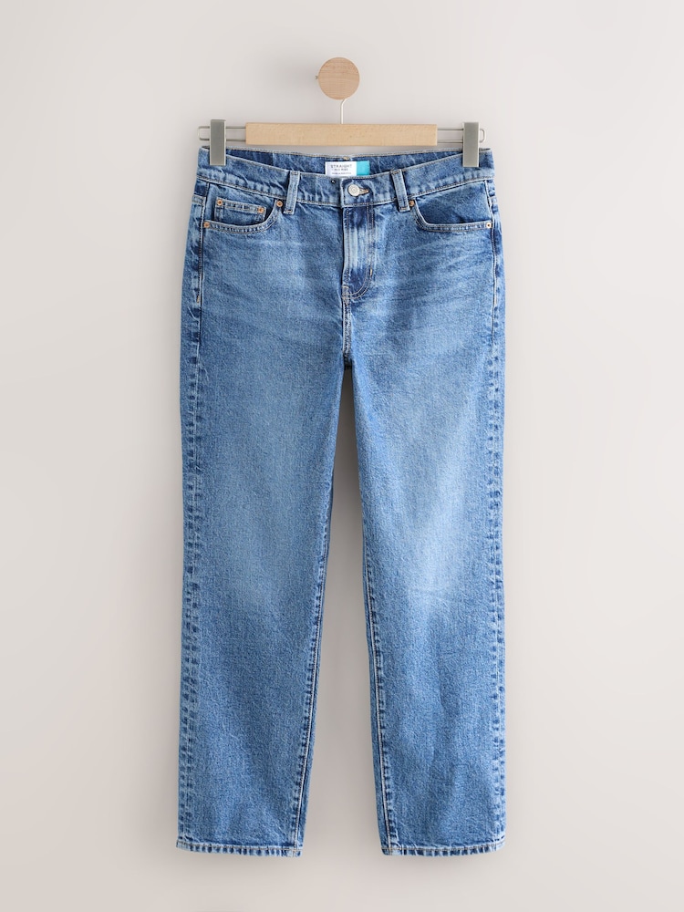 Dark Blue Mid Rise Ankle Straight Leg Jeans - Image 1 of 4