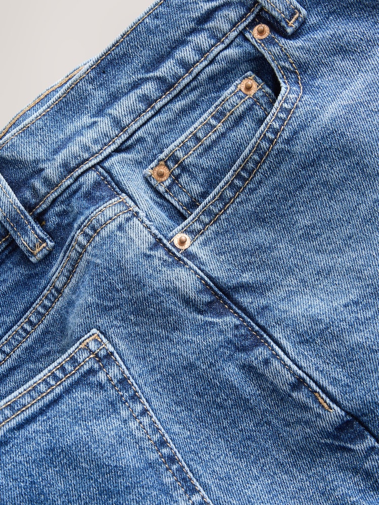 Dark Blue Mid Rise Ankle Straight Leg Jeans - Image 2 of 4