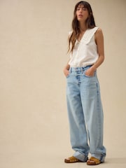 Bleach-Waschung - Boyfriend Turn Up Jeans - Bild 1 von 5