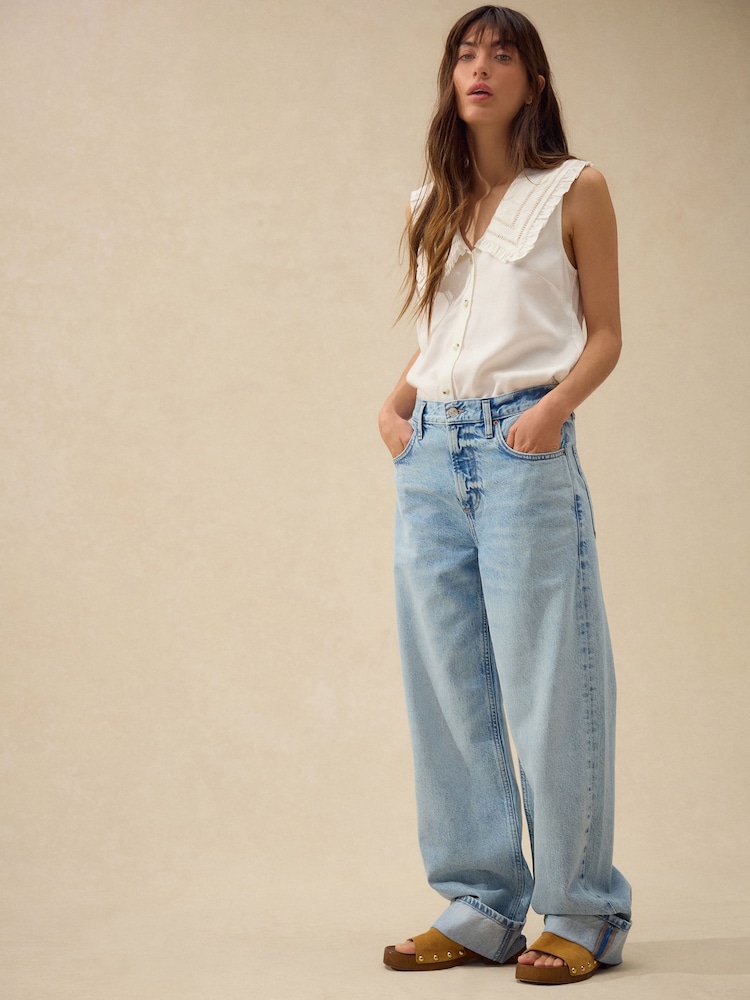 Bleach-Waschung - Boyfriend Turn Up Jeans - Bild 1 von 5
