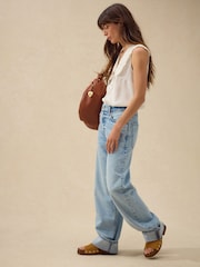Bleach-Waschung - Boyfriend Turn Up Jeans - Bild 2 von 5