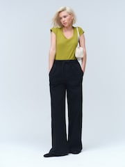 Washed Black Pintuck Wide Leg Denim Joggers - Image 2 of 7