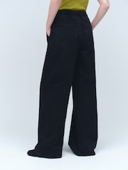 Washed Black Pintuck Wide Leg Denim Joggers - Image 3 of 7