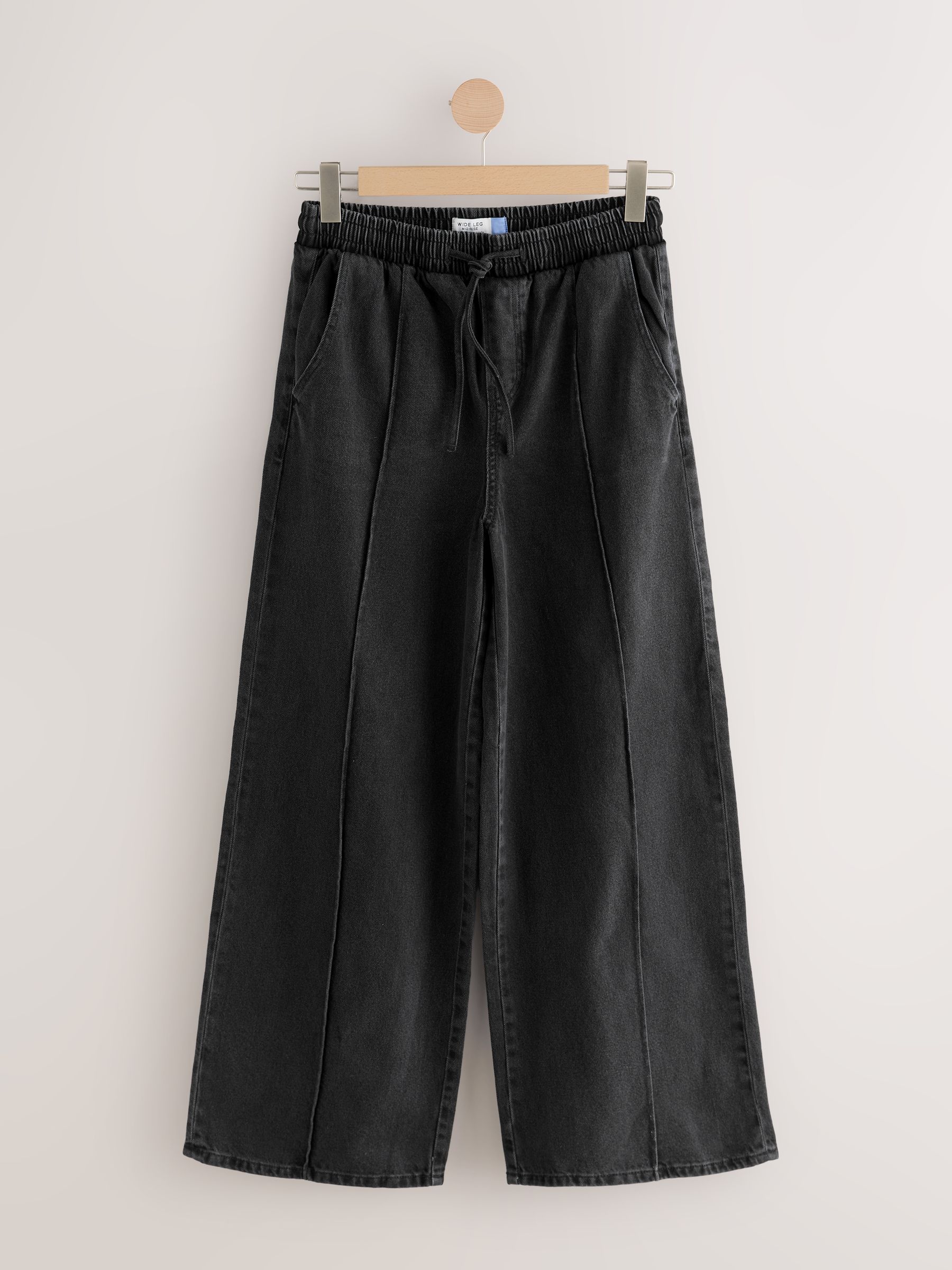 Buy Washed Black Pintuck Wide Leg Denim Joggers from Next USA