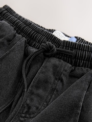 Washed Black Pintuck Wide Leg Denim Joggers - Image 7 of 7