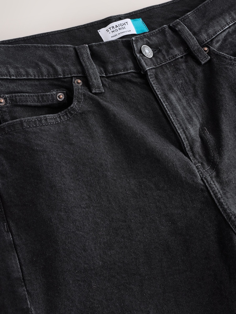 Black Mid Rise Ankle Straight Leg Jeans - Image 2 of 4