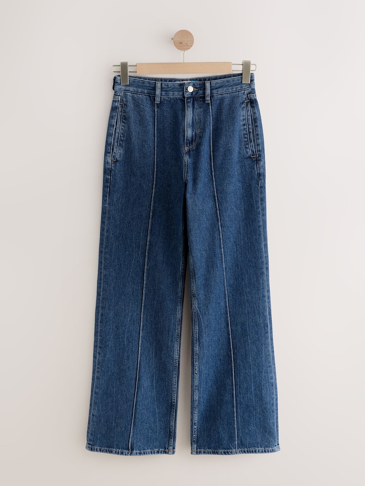 Dunkelblau - Seam Front Straight Leg 100% Cotton Jeans - Bild 1 von 3