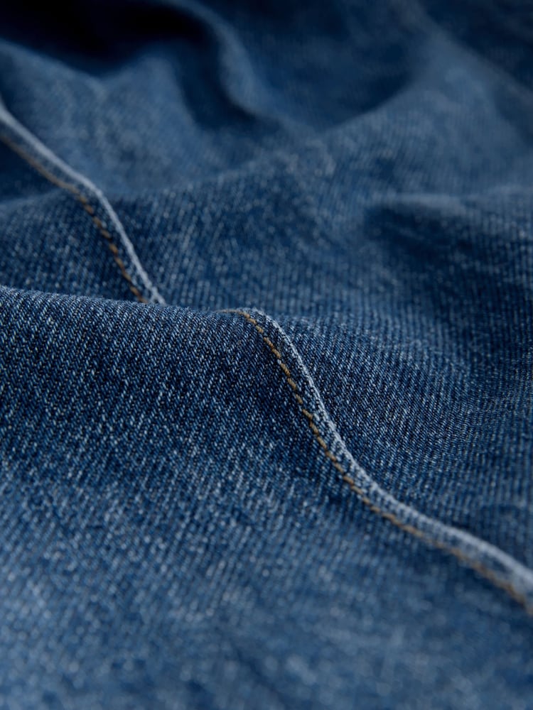 Dunkelblau - Seam Front Straight Leg 100% Cotton Jeans - Bild 2 von 3
