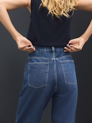 أزرق داكن - جينز قطن 100% برجل مستقيمة بحواف أمامية - صورة 7 من 10