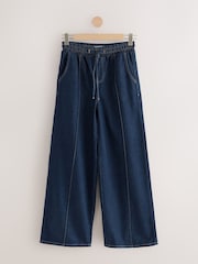 Jeans azul escuro - Calças de ganga Pintuck Wide Leg - Imagem 5 de 7