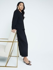 River Island Black Slim Petite Barrell Leg Trousers - Image 1 of 6
