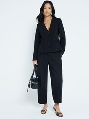 River Island Black Slim Petite Barrell Leg Trousers - Image 2 of 6