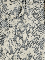 River Island Grey Seamed Snake Print Barrel 100% Cotton Jeans - Image 6 of 7