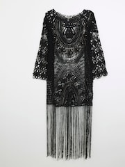 River Island Black Crochet 100% Cotton Tunic Dress - Image 5 of 6