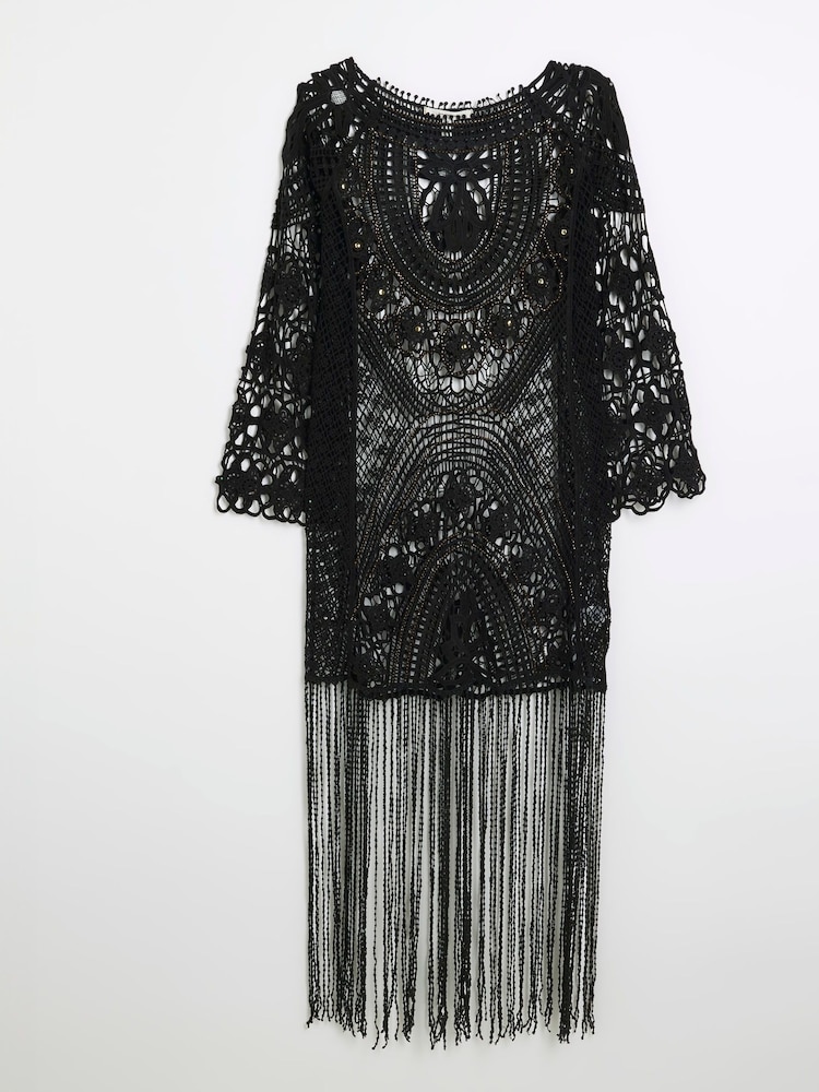 Buy River Island Black Crochet 100% Cotton Tunic Dress from Next Luxembourg