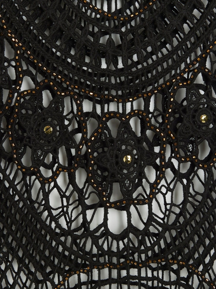 River Island Black Crochet 100% Cotton Tunic Dress - Image 6 of 6