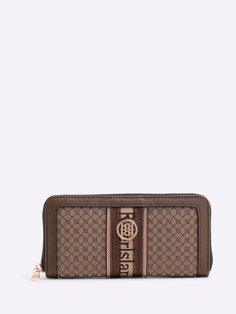 River Island Brown Monogram Stripe Purse - Image 1 of 5