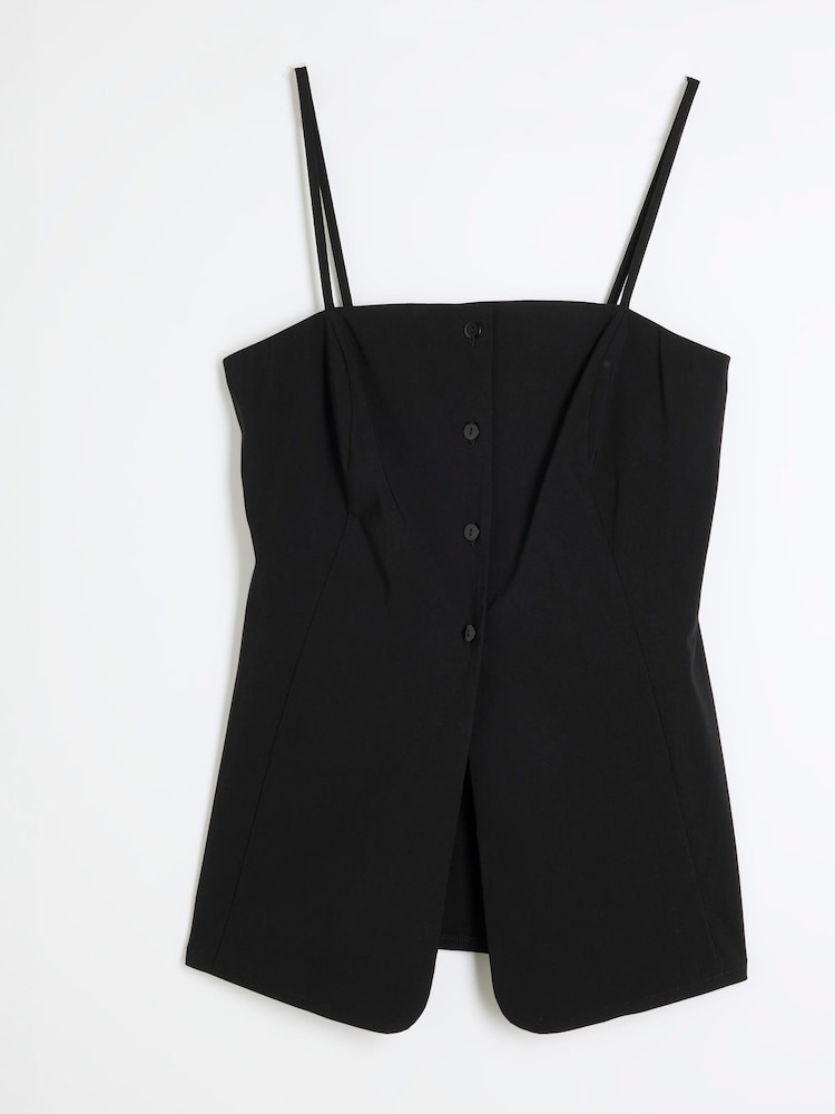 River Island Black Button Down Cami Top - Image 6 of 6 River Island Black Button Down Cami Top - Image 6 of 6